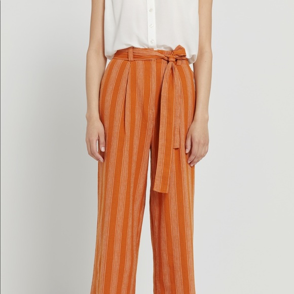 FRANK & OAK Linen Striped Wide-Leg Pants - Picture 2 of 8